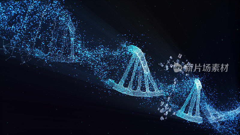 DNA分子模型。云的数据。社交媒体的比喻