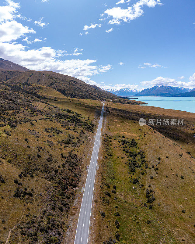 普卡基湖和南阿尔卑斯山，库克山路，本奥豪，新西兰80号州公路