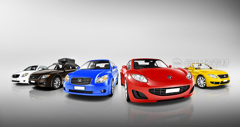 收集3D彩色车辆