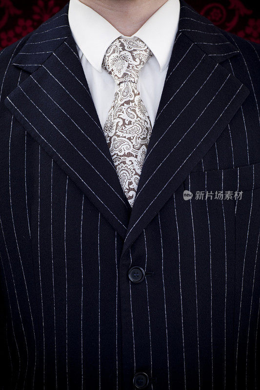 条纹西装和领带的特写