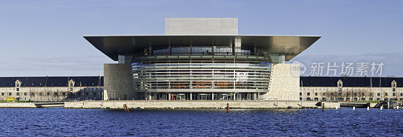哥本哈根歌剧院蓝色海港海滨全景丹麦