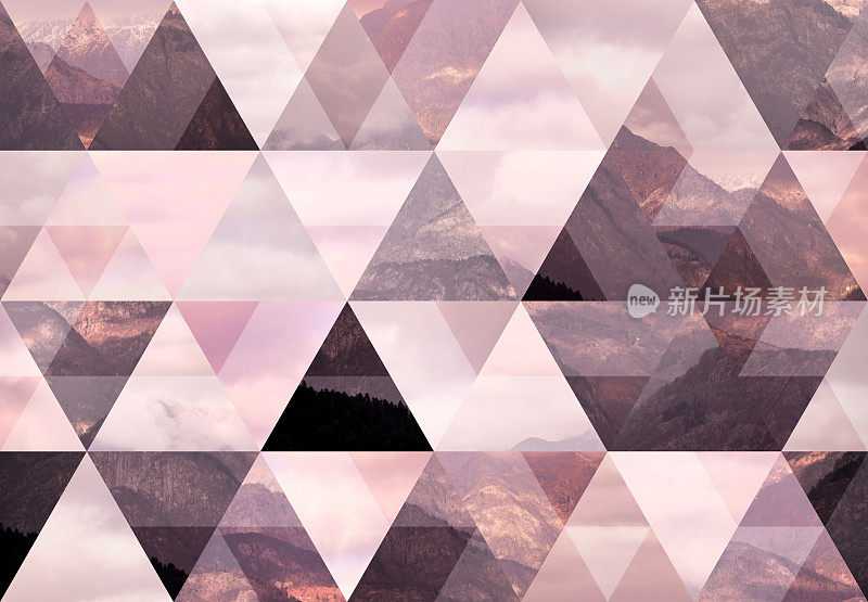 抽象的三角形背景:意大利阿尔卑斯山脉薄雾景观