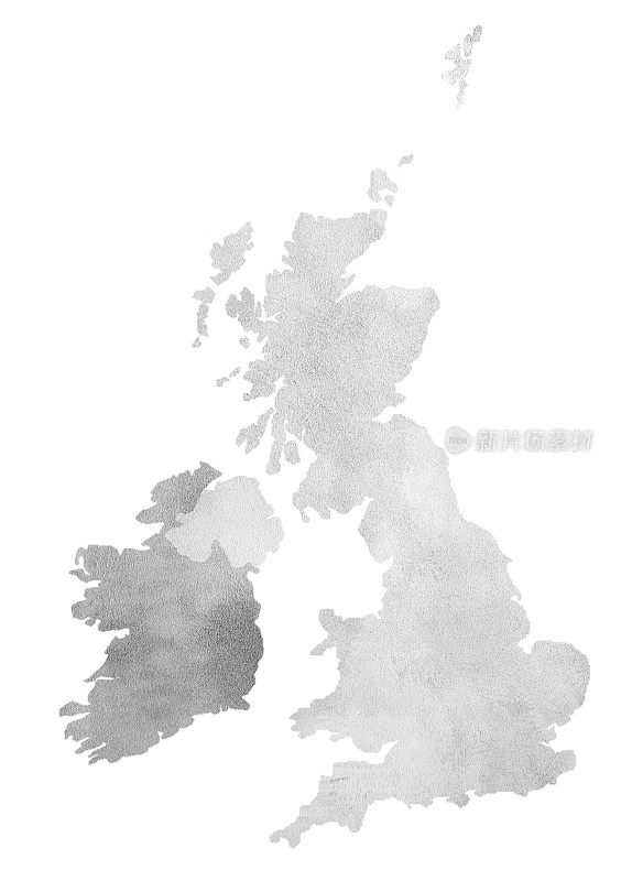 英国和爱尔兰的地图在白色的孤立