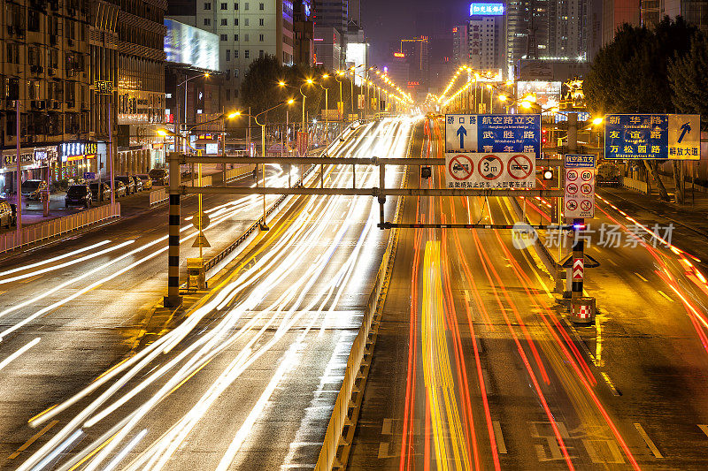 中国武汉的夜景街景