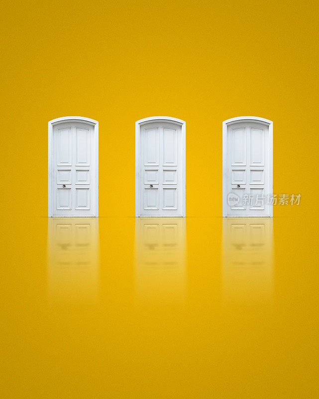 选择一扇黄色背景的门