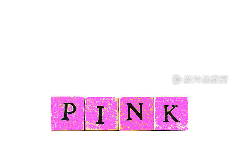 粉红色:用粉红色木体字书写，白色背景