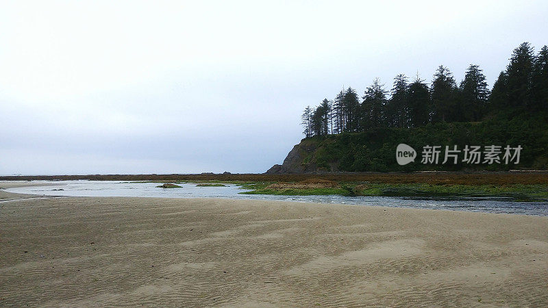 尼亚湾海滩，马卡部落，华盛顿，山脉景观