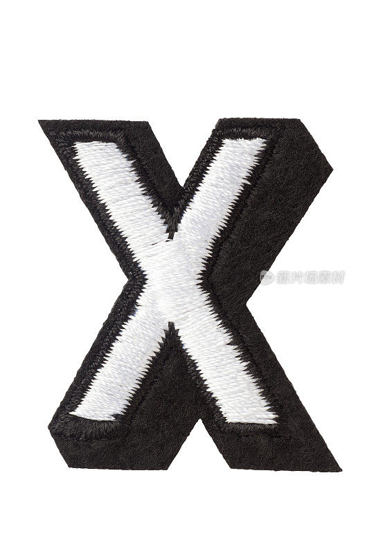 大写字母X，用线缝合