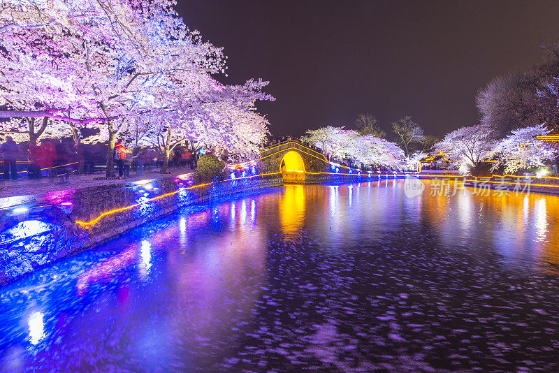 中国无锡古建筑湖夜