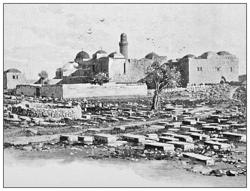 耶路撒冷和周围环境的古董旅行照片:大卫之墓
