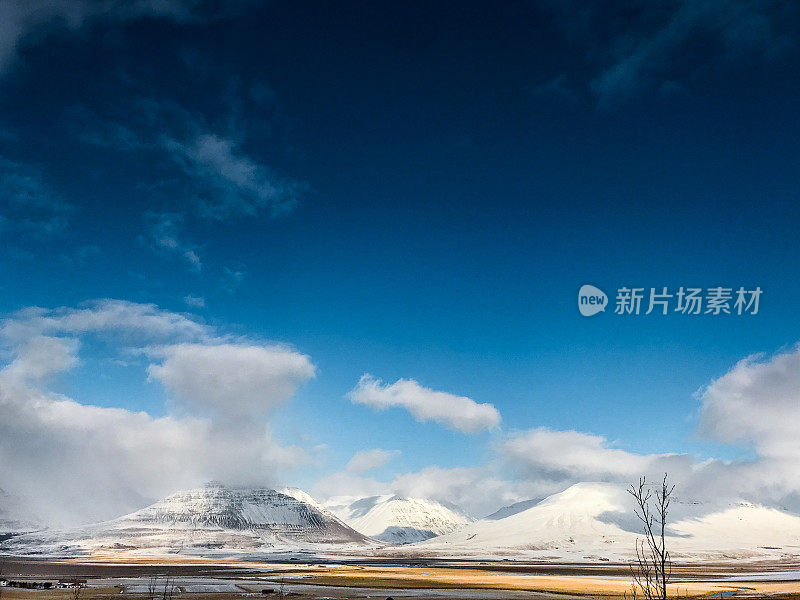 冰岛风景与雪山