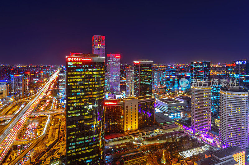 夜晚的北京天际线，中国城市景观