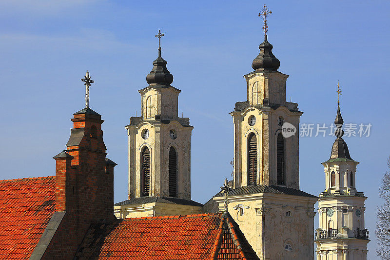 钟楼教堂天际线日落，考纳斯，立陶宛-波罗的海