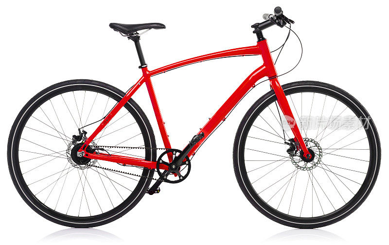 新的红色自行车孤立在一个白色