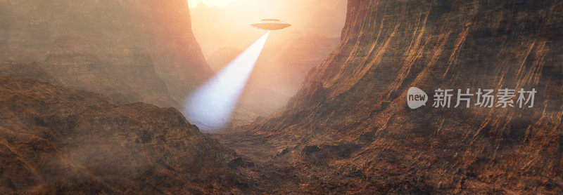 外星人UFO搜索地球峡谷和山谷