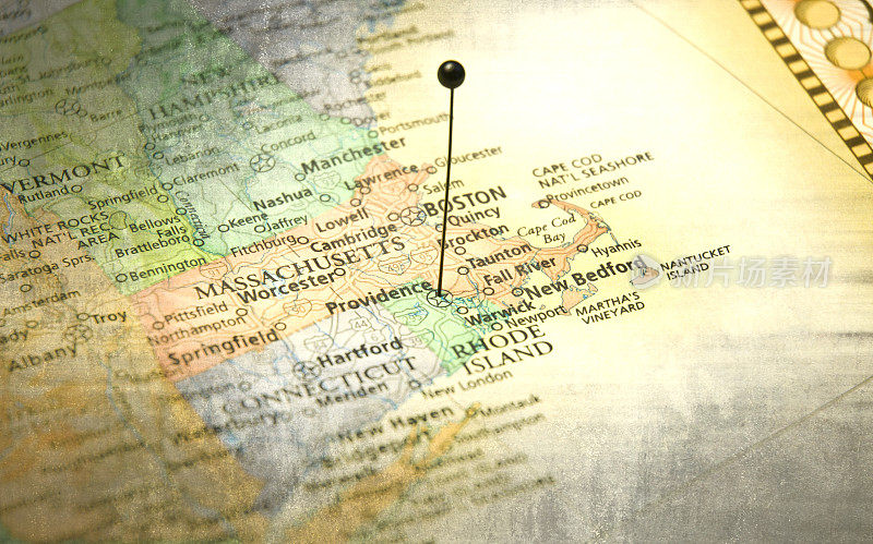 旅行地图宏观普罗维登斯罗德岛新英格兰州
