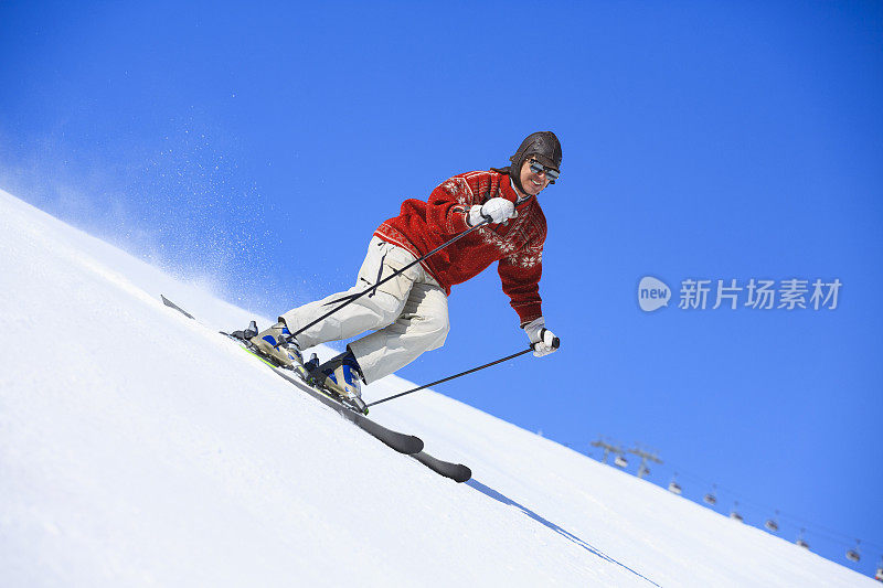 滑雪活跃的老年人滑雪滑雪者滑雪态度老化