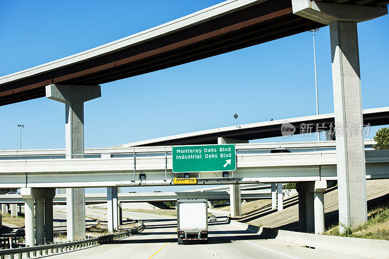 美国德克萨斯州奥斯汀附近的35号州际公路。高速公路和交通。