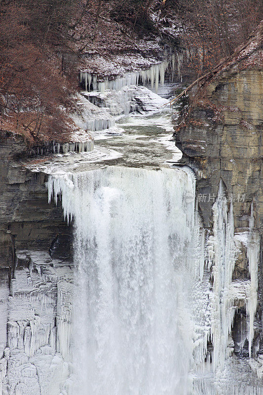 冰溪和Taughannock瀑布(瀑布)