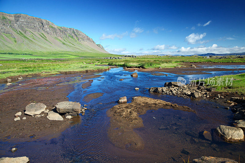 西峡湾的海岸线全景。冰岛。