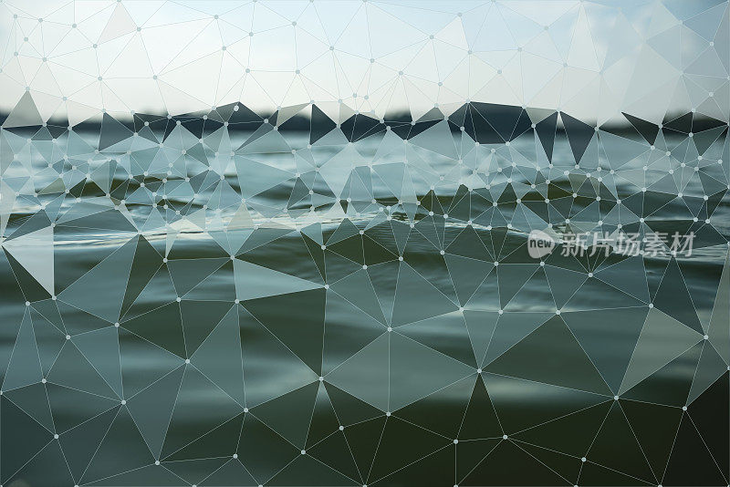 抽象的三角形水背景，自然的复杂性
