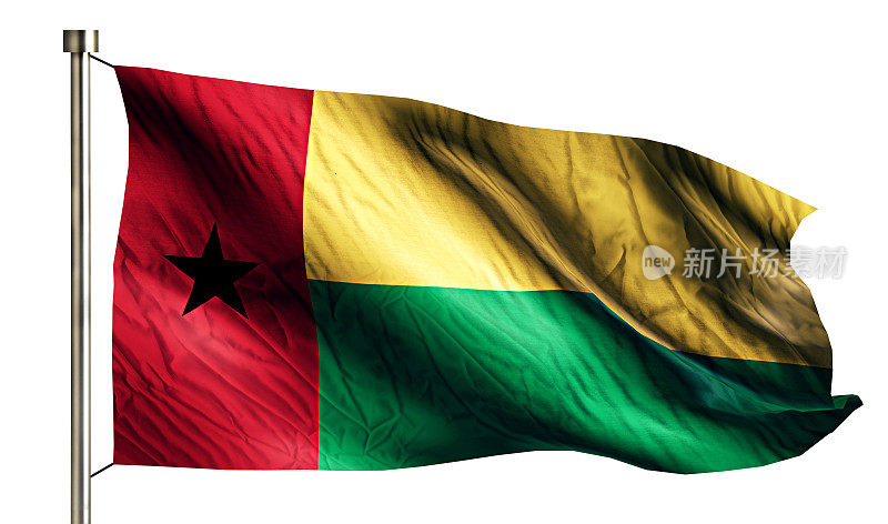几内亚比绍国旗孤立3D白色背景