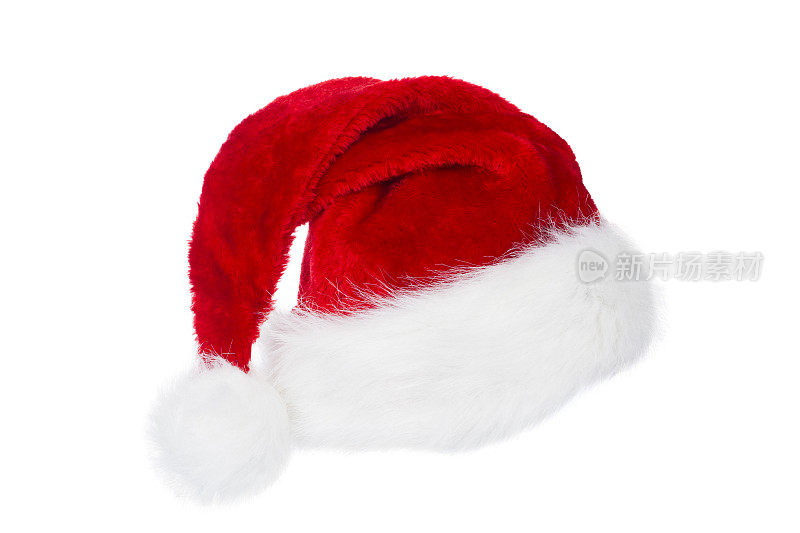 圣诞老人帽，红色圣诞帽，白色隔离