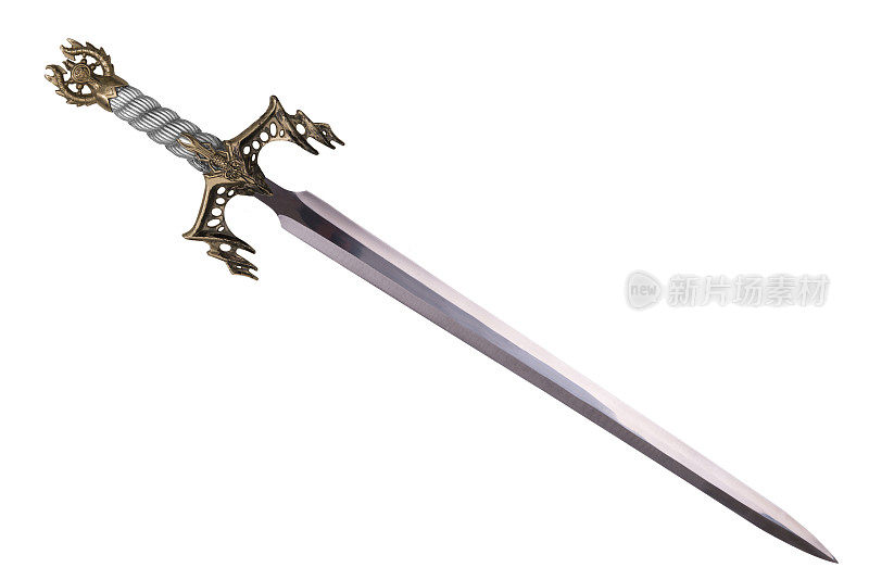 剑按对角线排列，孤立在白色背景上。