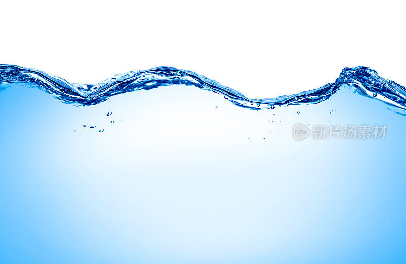 蓝色的水波液体飞溅泡沫饮料