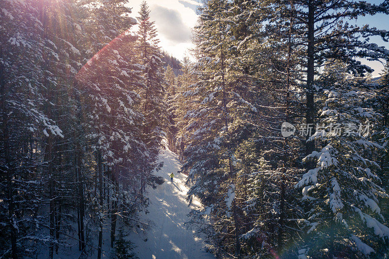 越野滑雪鸟瞰图