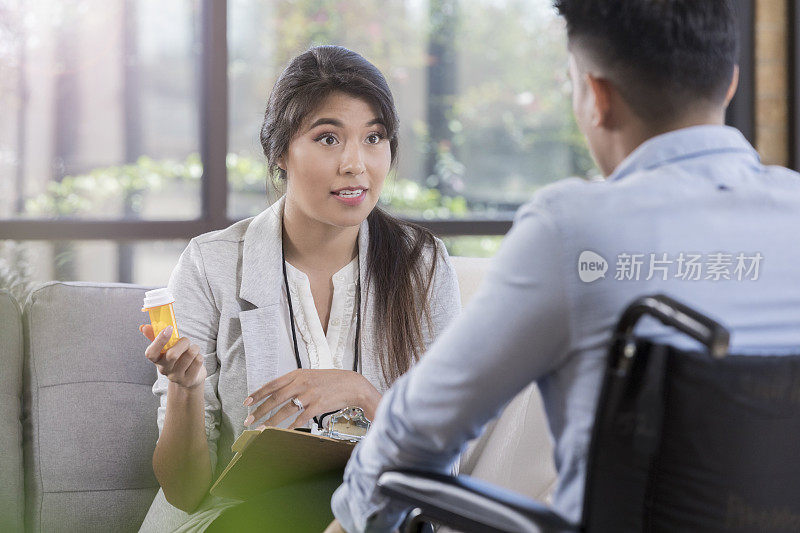 女性心理健康专业人员给病人药物治疗抑郁症