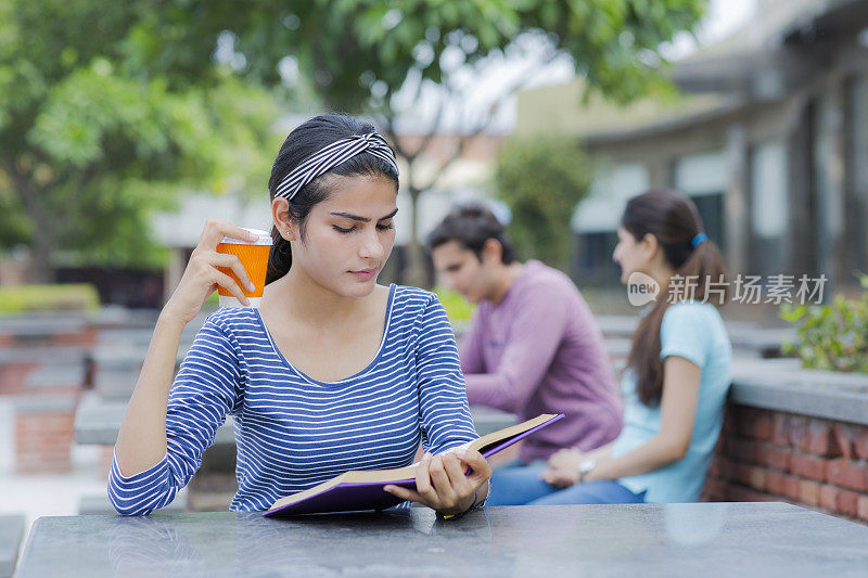 印度女青年大学生的印度民族股票照片