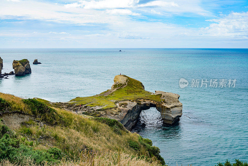 隧道海滩在新西兰南岛，达尼丁，新西兰