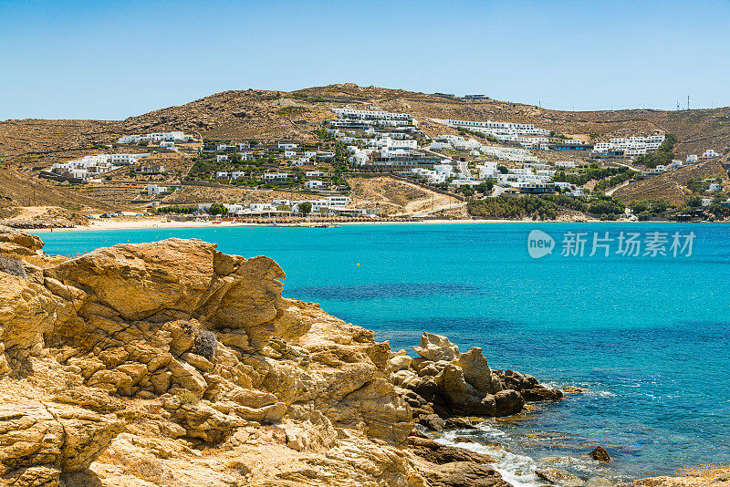 埃利亚海滩，从阿格利海滩，米科诺斯岛，希腊