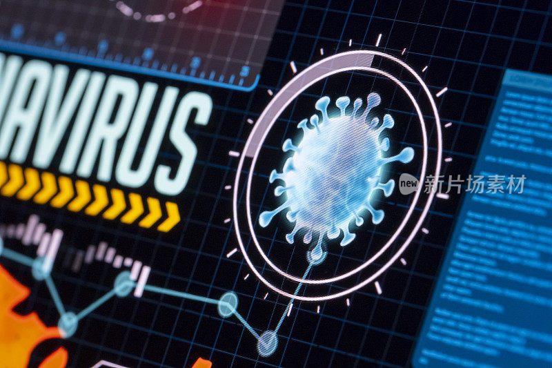 屏幕上的冠状病毒信息数据。