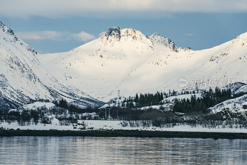 挪威北部罗浮敦冬季雪景