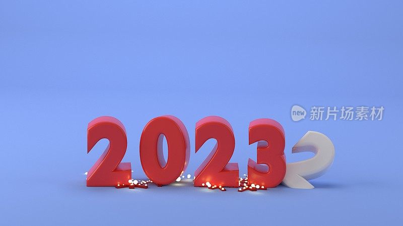 圣诞贺卡背景雪花2023文字和2022年正在下沉