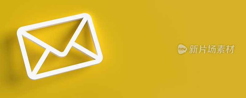 照亮信封电子邮件图标在黄色背景