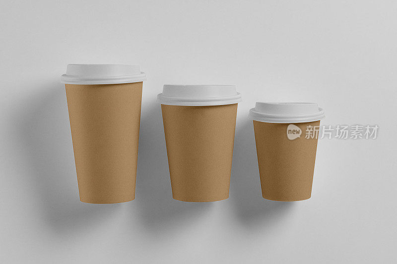手工咖啡杯与白色盖孤立在白色背景