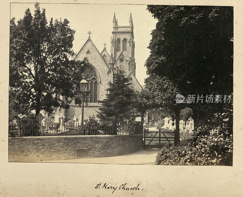 Babbacombe教区教堂的外观，维多利亚时代，19世纪