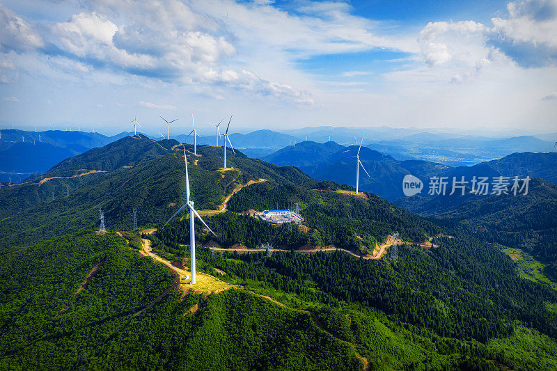 风力发电大面积分布在山区