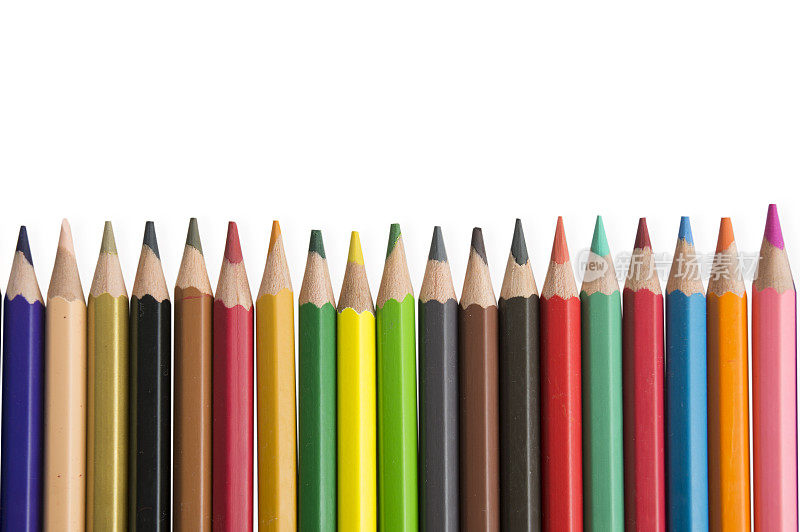 彩色铅笔背景调色板木材工具