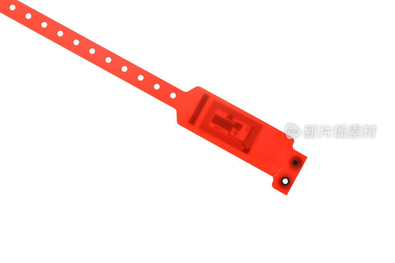 红色RFID技术医疗腕带隔离白色背景