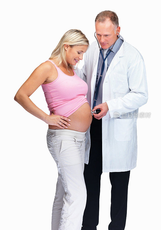 全科医生检查孕妇的胃过白
