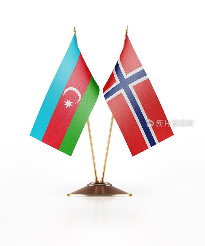 阿塞拜疆和挪威的微型国旗