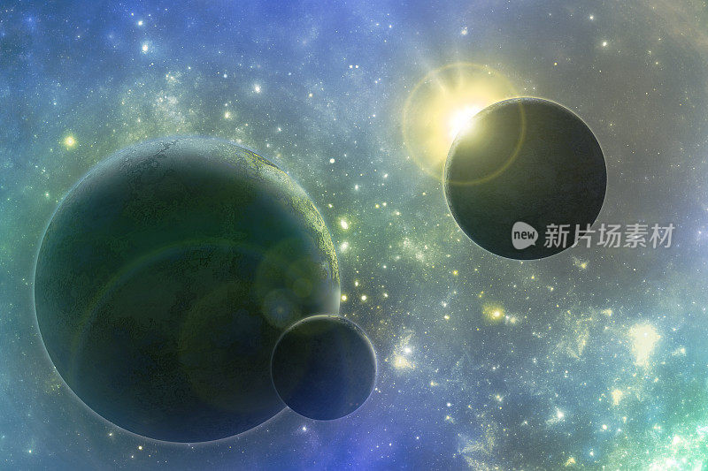 幻想太阳系，科幻宇宙3D插图