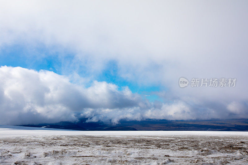 冰岛Langjokull冰川的云地形