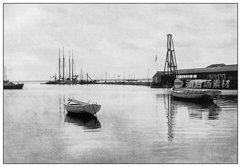 古色古香黑白照片:古巴马坦萨斯港
