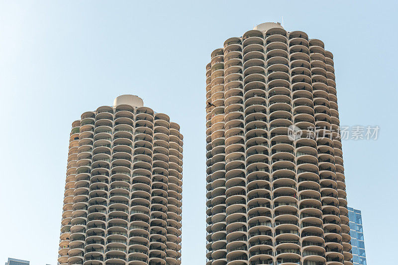 芝加哥的摩天大楼,市中心。商业区。伊利诺斯州