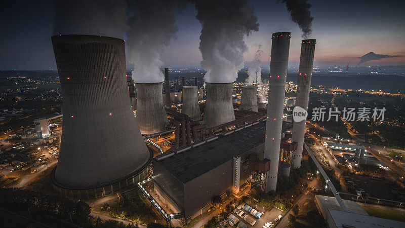 燃煤发电厂-鸟瞰图